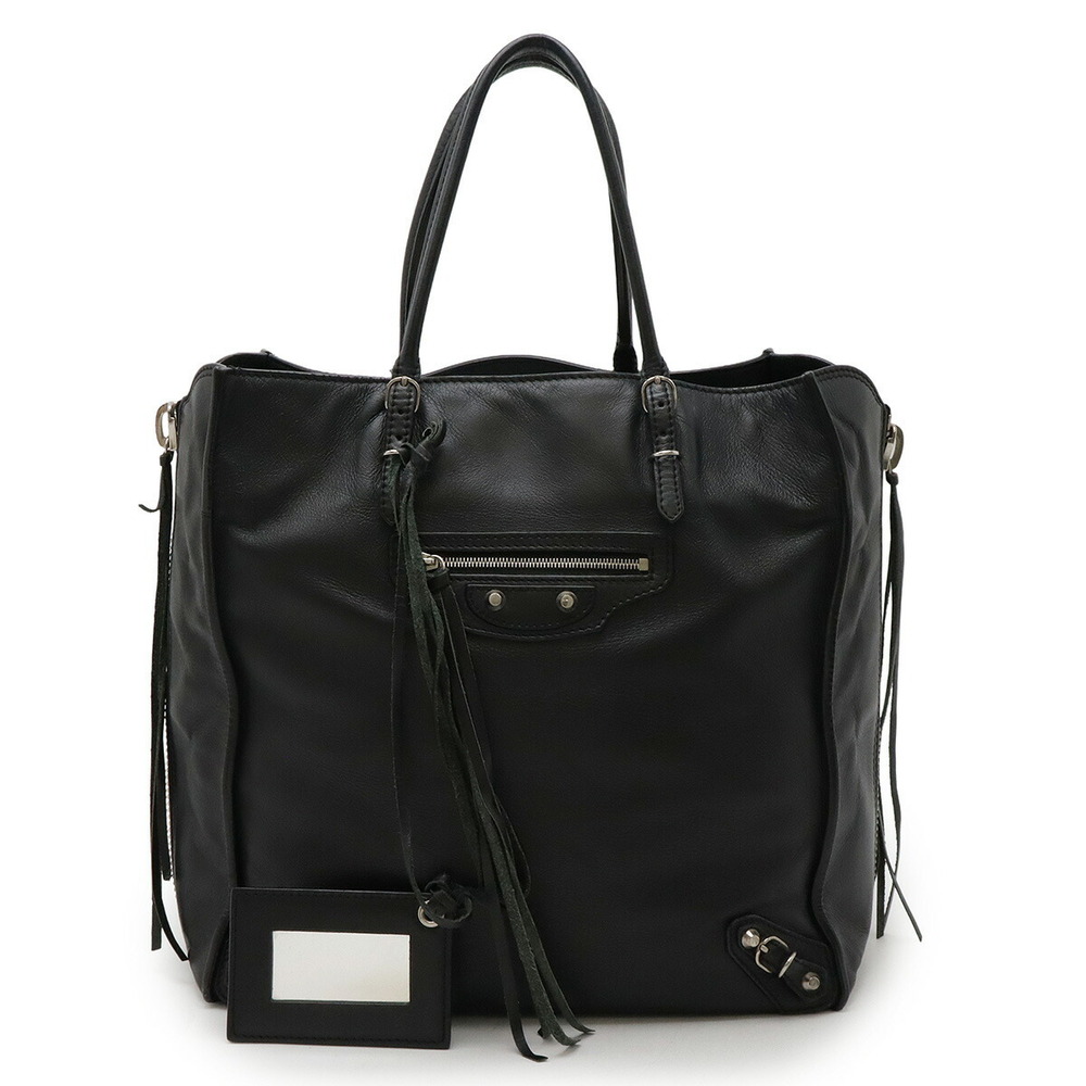 BALENCIAGA The Paper Tote Bag Black Leather mirror
